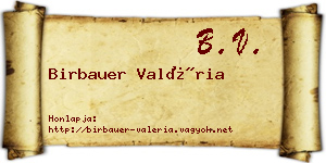 Birbauer Valéria névjegykártya